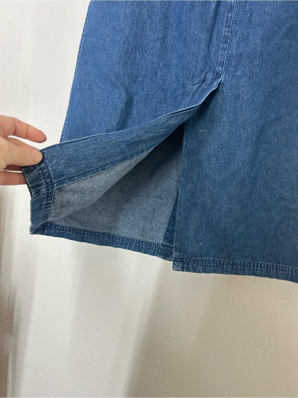 Susan Bristol Vintage 90s Button-Front Midi Denim Skirt Blue S - Picture 7 of 12